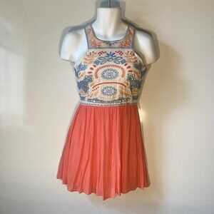Lovposh SZ S Sundress with Coral Skirt& Embroidred Bodice